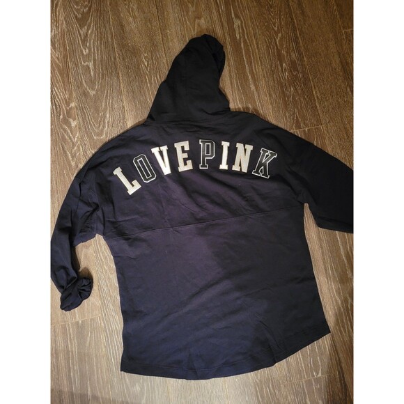 VS PINK Hooded Varsity tee black shine xl - Picture 2 of 7
